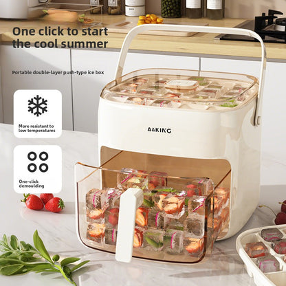 Press-Down Ice Cube Mold with Easy-Release Tray