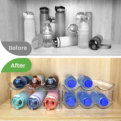 Maximize Your Space with Our Stackable Water Bottle Organizer - 2 Pack Clear Acrylic Storage Racks for Cabinets and Pantries
