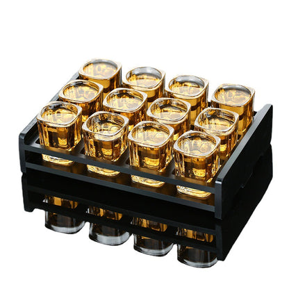Tempered glass whiskey set with matte black tray