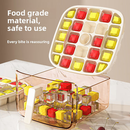 Press-Down Ice Cube Mold with Easy-Release Tray