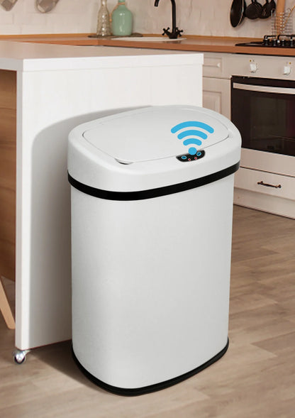 Revolutionize Your Waste Management with Our 13 Gallon Touchless Stainless Steel Trash Can - Perfect for Kitchen, Bathroom, and Office!