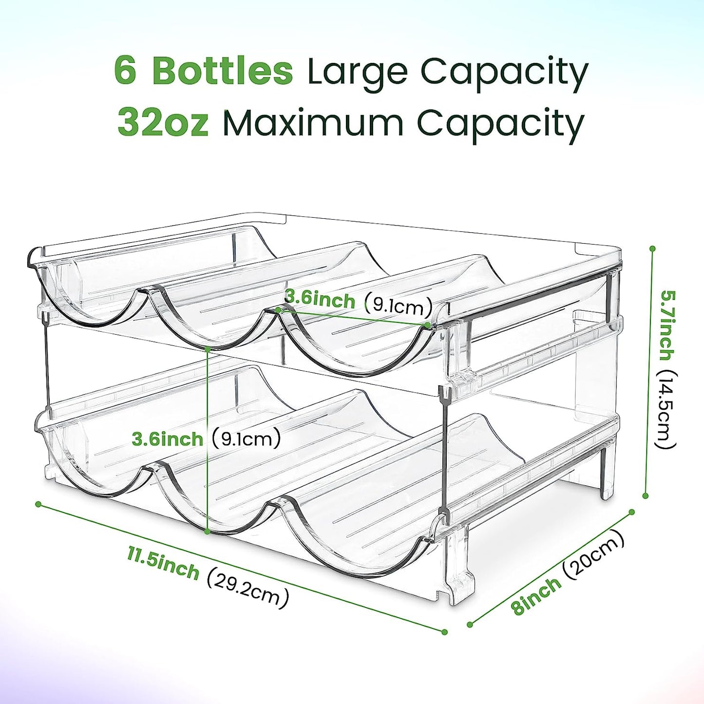 Maximize Your Space with Our Stackable Water Bottle Organizer - 2 Pack Clear Acrylic Storage Racks for Cabinets and Pantries