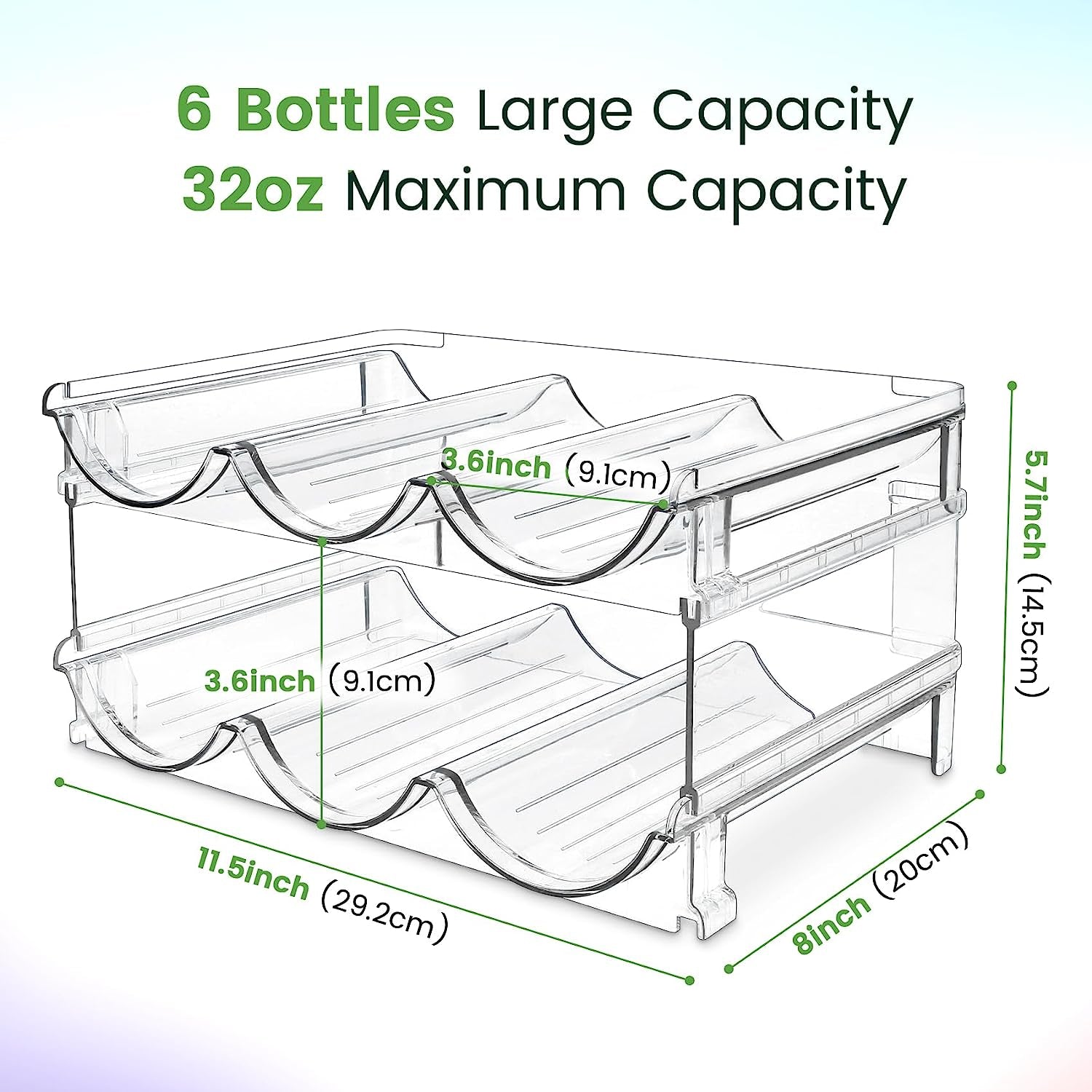 Maximize Your Space with Our Stackable Water Bottle Organizer - 2 Pack Clear Acrylic Storage Racks for Cabinets and Pantries