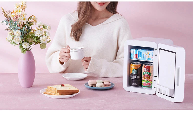 4L Mini Makeup Fridge with LED Mirror