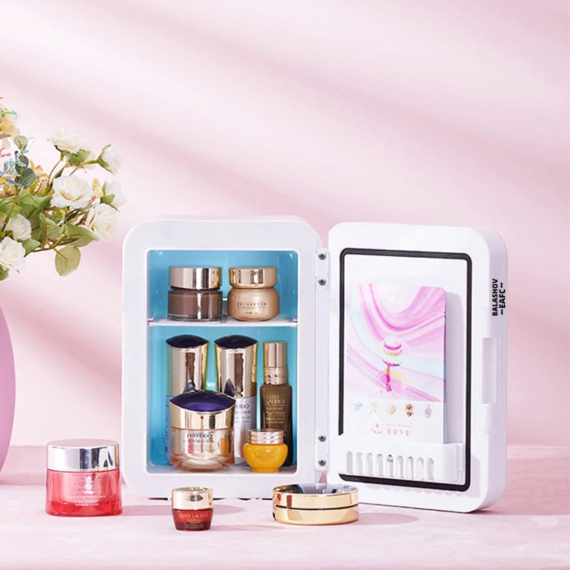 4L Mini Makeup Fridge with LED Mirror