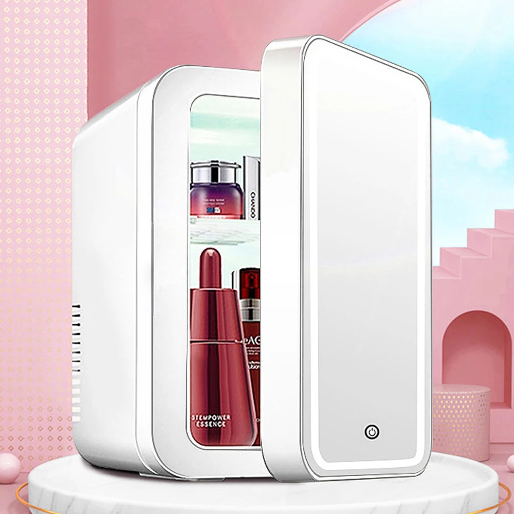 4L Mini Makeup Fridge with LED Mirror