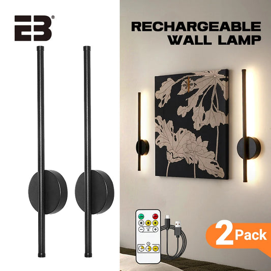 2-Pack Rechargeable LED Wall Lights with Remote