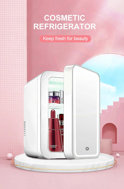4L Mini Makeup Fridge with LED Mirror