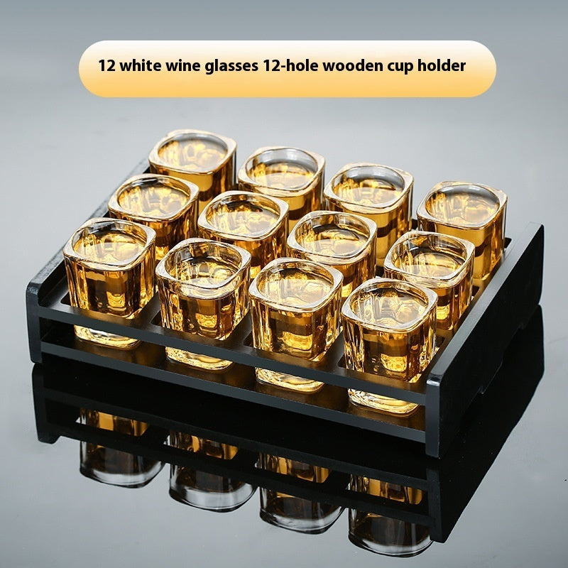 Tempered glass whiskey set with matte black tray