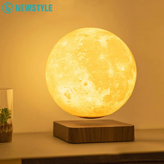 Experience the Magic of the Novelty Levitating Moon Night Light - 360° Rotating Magnetic Floating Moon Lamp with 3 Soothing Colors for Your Home or Office Decor