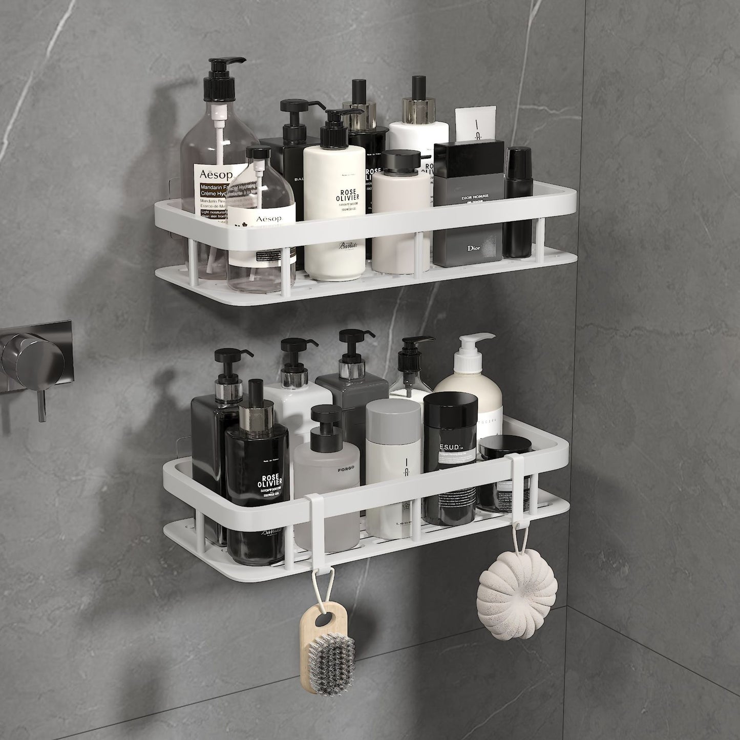 No-Drill Bathroom Storage Rack
