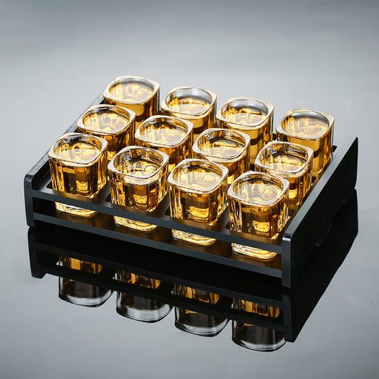 Tempered glass whiskey set with matte black tray
