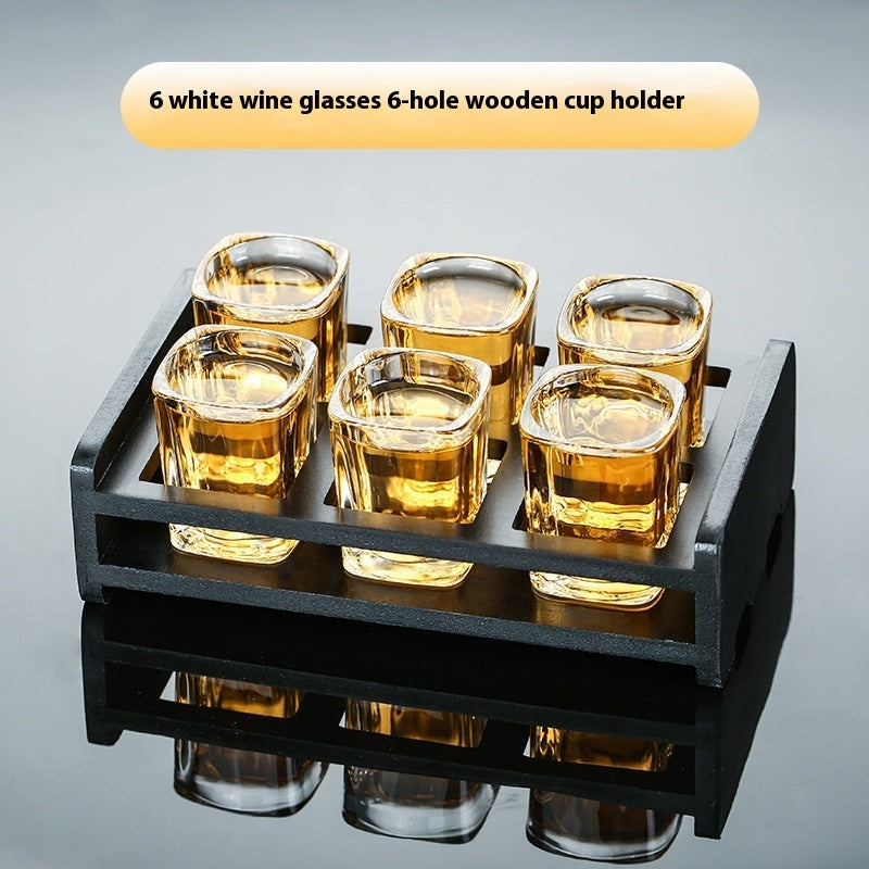 Tempered glass whiskey set with matte black tray