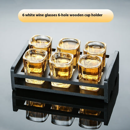Tempered glass whiskey set with matte black tray