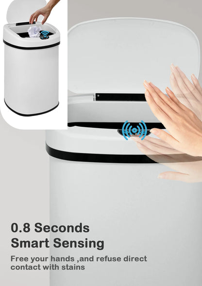 Revolutionize Your Waste Management with Our 13 Gallon Touchless Stainless Steel Trash Can - Perfect for Kitchen, Bathroom, and Office!