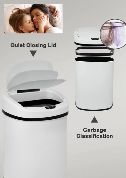 Revolutionize Your Waste Management with Our 13 Gallon Touchless Stainless Steel Trash Can - Perfect for Kitchen, Bathroom, and Office!